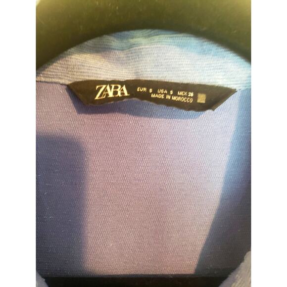 Zara Light Powder Blue Button Up Shirt Shacket Size Small Corduroy - Picture 3 of 8